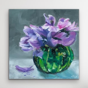 Oil painting &quot;Flowers in a Vase&quot; - modern painting, hand-painted original, unique, still life, flowers, home deco, kitchen, dining room