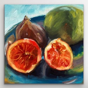 Oil painting &quot;Figs&quot; - modern painting, hand-painted original, unique, still life, vegetables, decoration, kitchen, dining room, home art