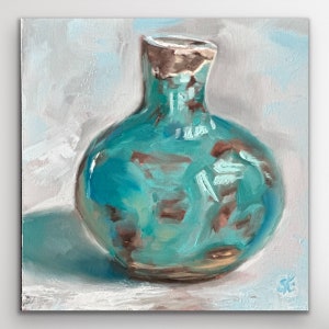 Oil painting &quot;Small Vase&quot; - modern painting, hand-painted original, unique, still life, vase, flowers, home decoration, kitchen, dining room