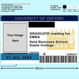 Oxford Alumni PVC Novelty Card.