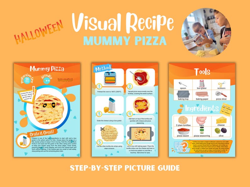 Halloween Bundle Visual Recipe Card for Kids Montessori Cooking Family ...