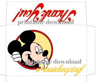 Mickey MouseKeeping envelopes WDW Pixie Dust printable vacation download Housekeeping Tips Gratuities Classic Thank you