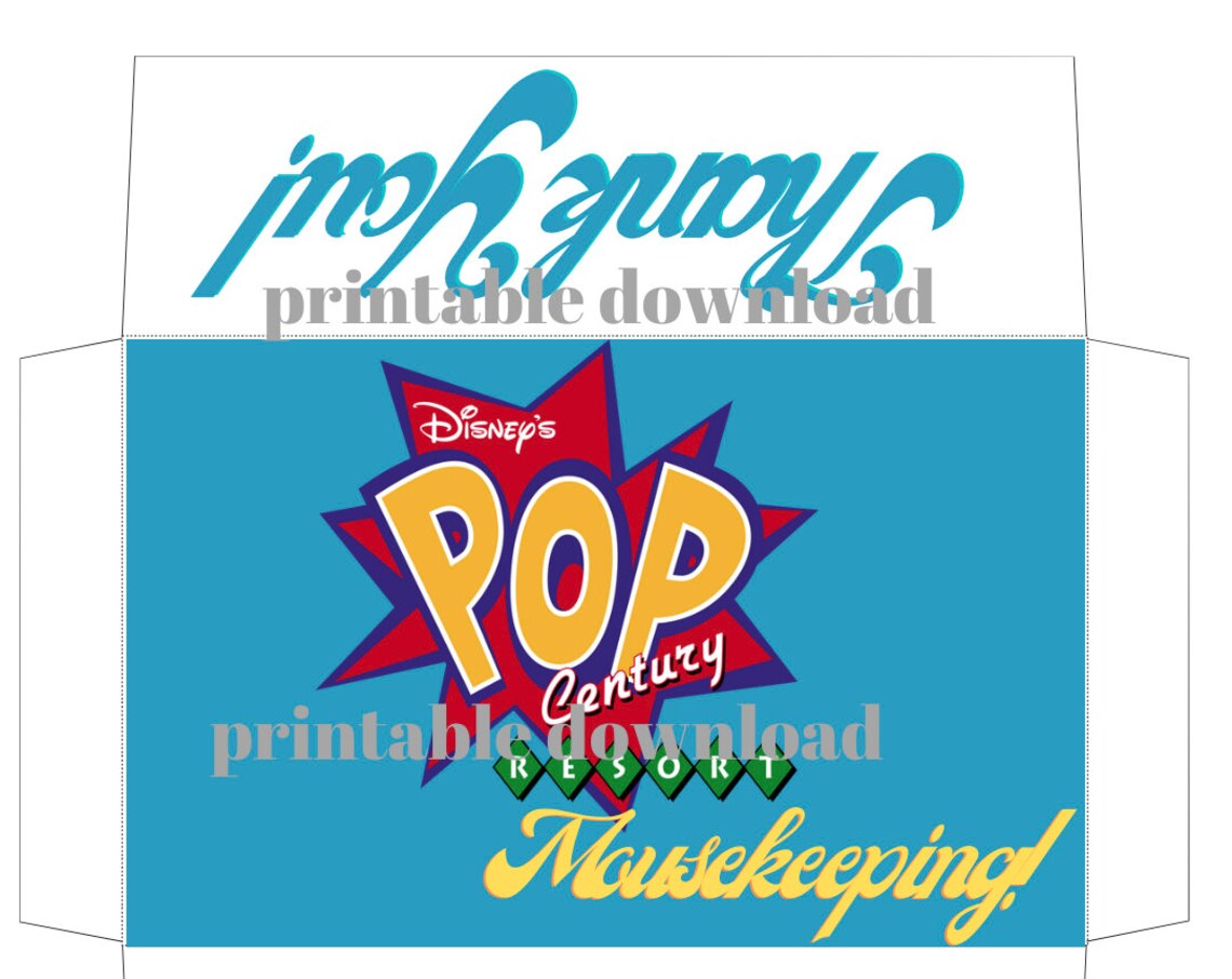 Mousekeeping Envelopes Pop Century Resort WDW Pixie Dust Printable