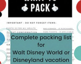 Complete Packing Guide List for Walt Disney World or Disneyland vacation