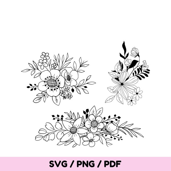 Beautiful easy to use digital flowers bundle, Cute small flowers png pdf instant download svg file