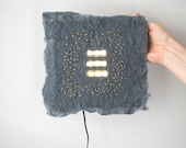 Beaded wall art  lamp art  Felt Light / greygold // wall lamp beaded felt LED lights / Wandschmuck mit LEDs