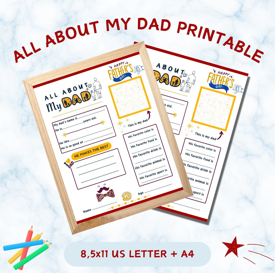All About My Dad Printable, Father's Day Gift, Father’s Day ...