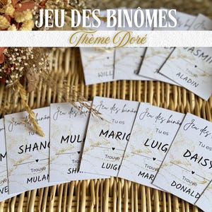 Cartes jeu des binômes doré | Animation de mariage en français