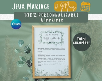 Customizable wedding game: 12 months game