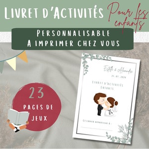 Folleto de actividades de boda para niños | Libro de actividades en francés | boda campestre