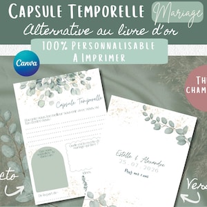 Cápsula del tiempo de boda rústica personalizable | Alternativa al libro de visitas