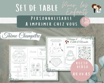 Kinderactiviteit/kleurplaat placemat | Landelijke bruiloft