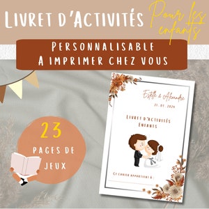 Folleto de actividades de boda para niños | Libro de actividades en francés | Boda de terracota