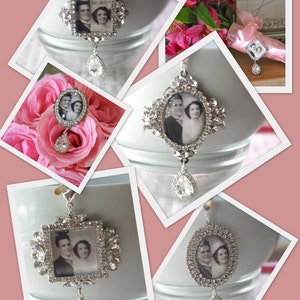 Memory Wedding Bouquet Photo Charm, Bridal Bouquet Charm, Swarovski Crystal Memory Photo Charm image 5