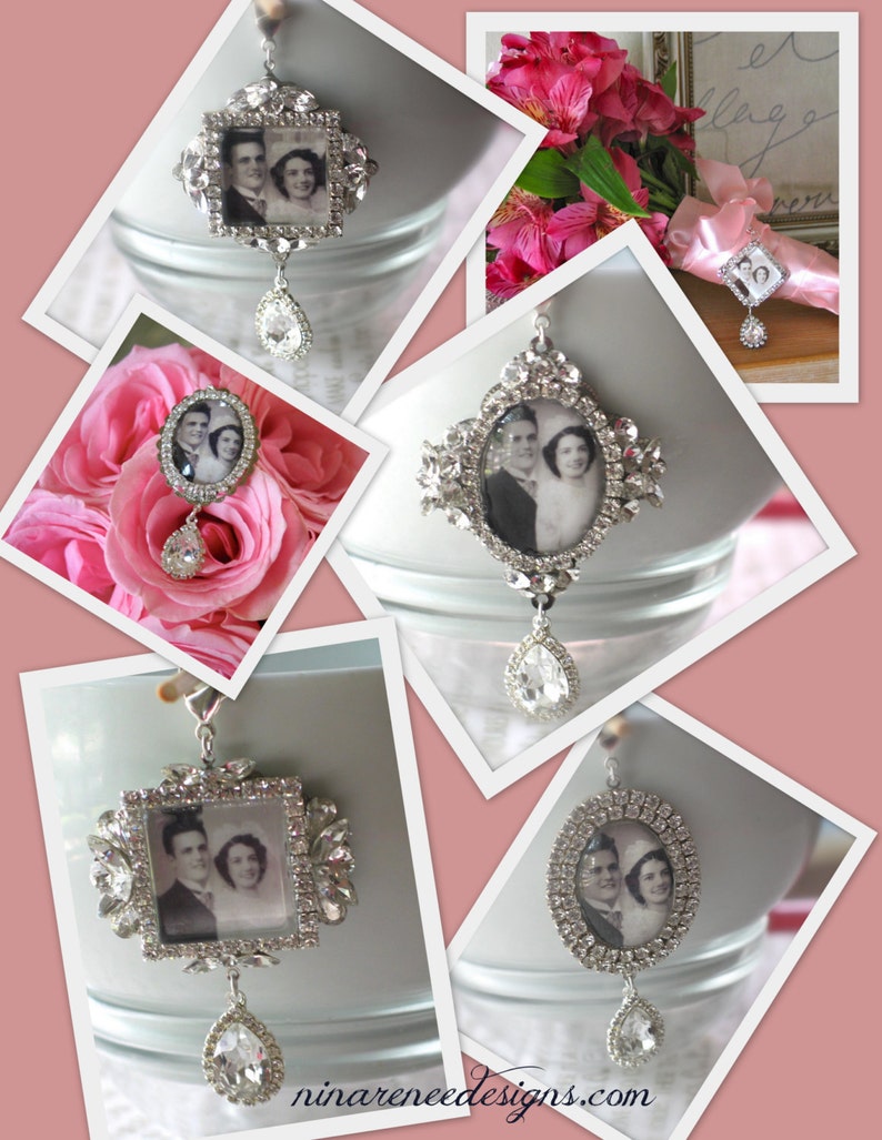 Memory Wedding Bouquet Charm, Swarovski Crystals, Custom Bridal Bouquet Charm image 4