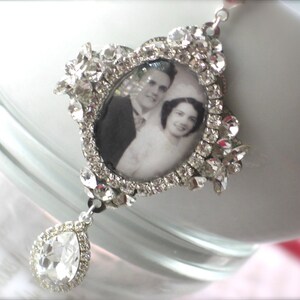 Memory Wedding Bouquet Charm, Swarovski Crystals, Custom Bridal Bouquet Charm image 2