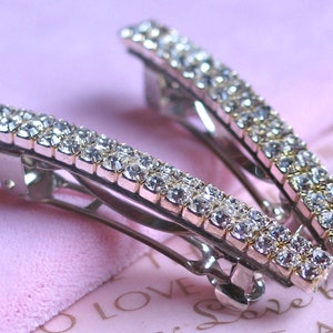 Wedding Hair Barrette, Wedding Hair Accessories, Simple Glam Swarovski Crystals, Set of 2 image 1