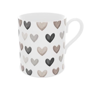 Elegant Designer Fine Bone China Mug in Taupe and Grey