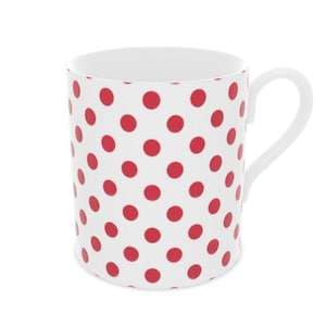 Classic Red Polka Dot Fine Bone China Mug, Tea Lover&#39;s Gift