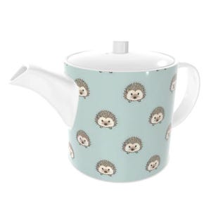 Elegant Bone China Tea Pot with Woodland Hedgehog Design