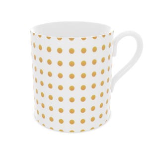 Vintage-Inspired Yellow Polka Dot Tea Cup, Fine Bone China