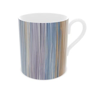 Horizontal Blue Stripe 6 Mug Set - 12oz Fine Bone China Cup