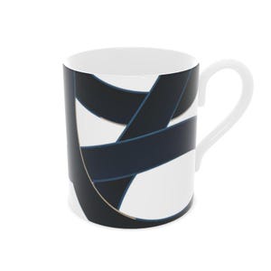 Elegante Fine Bone China Navy Blau abstrakte Tasse