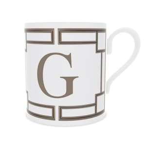 Monogram &#39;G&#39; White and Gold Fine Bone China Coffee Cup