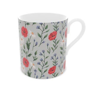 Floral Design Fine Bone China Mug - Gift for Nature Lovers