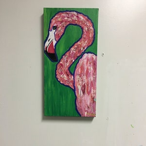 Preppy Flamingo Original Collage Painting