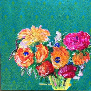 From India Original Acrylic Painting 100 Flowers in 100 Days 51 image 1