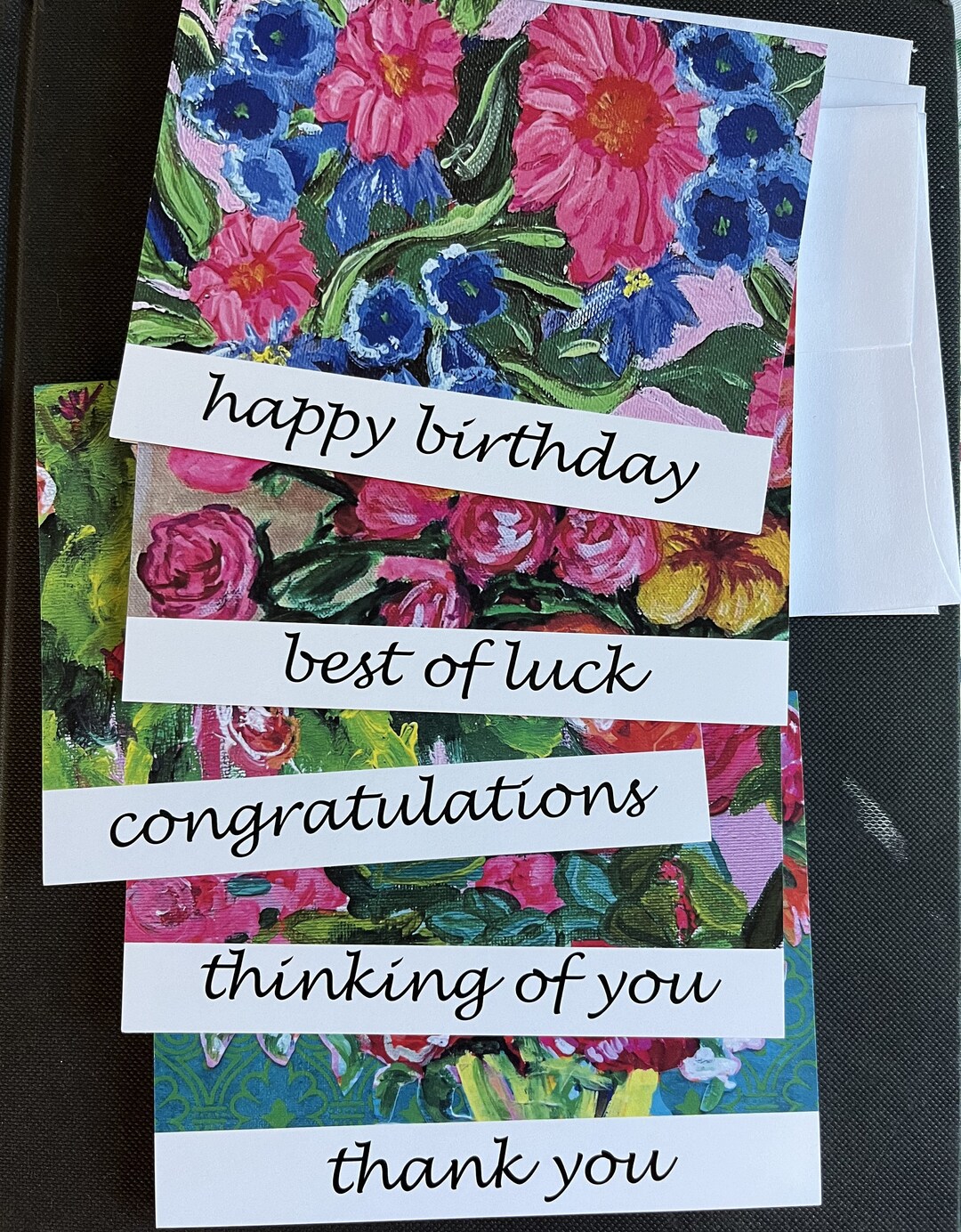 Mixed Greetings Set of 5 Note Cards From Original Flower Paintings - Etsy