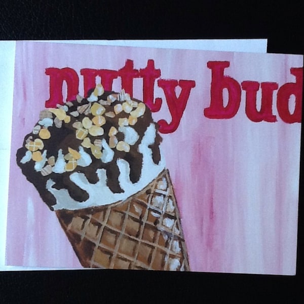 Nutty Buddy Ice Cream Single Notecard from Original Collage Painting