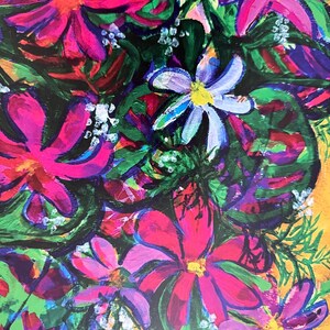 Gula Frenzy Flowers Limited Edition-tryck från originalmålning bild 4