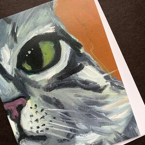 Close Up Cat Blank Single Note Card de la pintura original