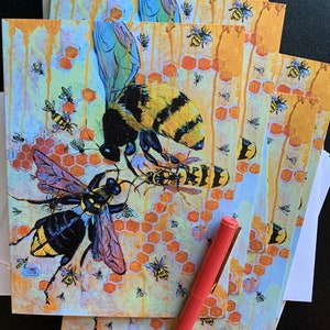 Hive-kaartenset van originele schilderijcollage