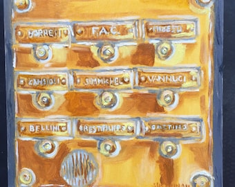 Italian Nameplate in Brass Daily Painting Original Oil Painting
