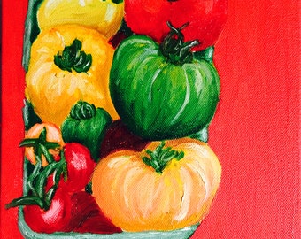 Farmers Market Tomatoes Original Oil Painting Daily Painting