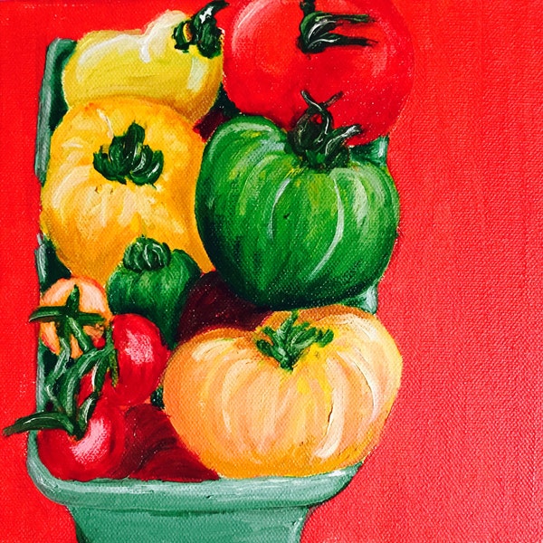 Farmers Market Tomatoes Original Oil Painting Daily Painting