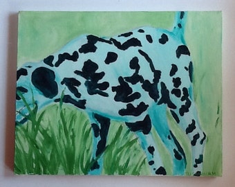 Green Dalmatian In Motion Oil Painting