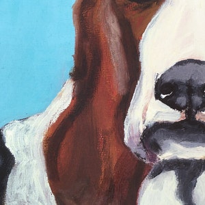 Basset Hound on Sky Blue Limited Edition Print From Original Collage Painting image 4