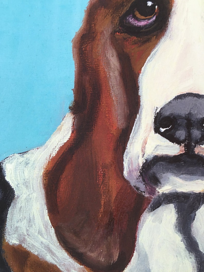 Basset Hound on Sky Blue Limited Edition Print From Original Collage Painting image 4
