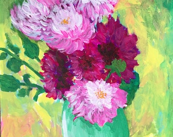 Pastel Arrangement Original Acrylic Painting 100 Flowers in 100 Days 46