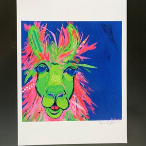 Tricolor LLama Limited Edition Print from Original Painting image 1