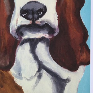 Basset Hound on Sky Blue Limited Edition Print From Original Collage Painting image 2