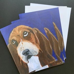 Not Unhappy Basset Hound Single Notecard from Original Painting Collage