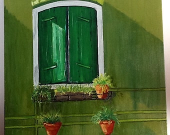 I Mean Green Oil Painting Landscape Window