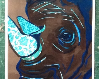 Blue Tusk Rhino Limited Edition Print Sale NOW 15