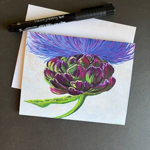 Carte de correspondance unique chardon pourpre vif à partir de la peinture originale