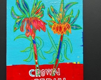 Crown Imperial Original Acrylic Painting 100 Flowers in 100 Days 23